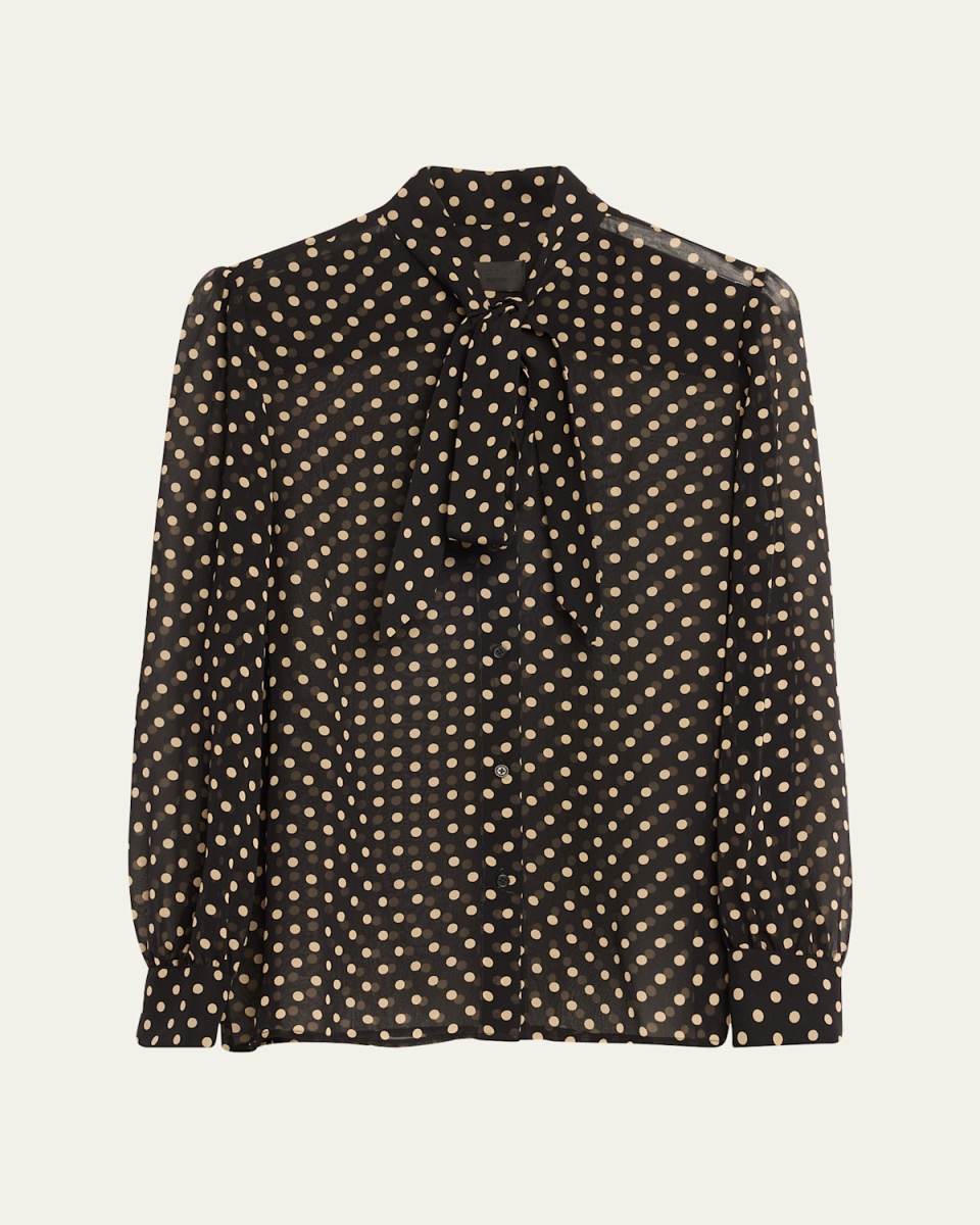 Carina Scarf-Neck Silk Top