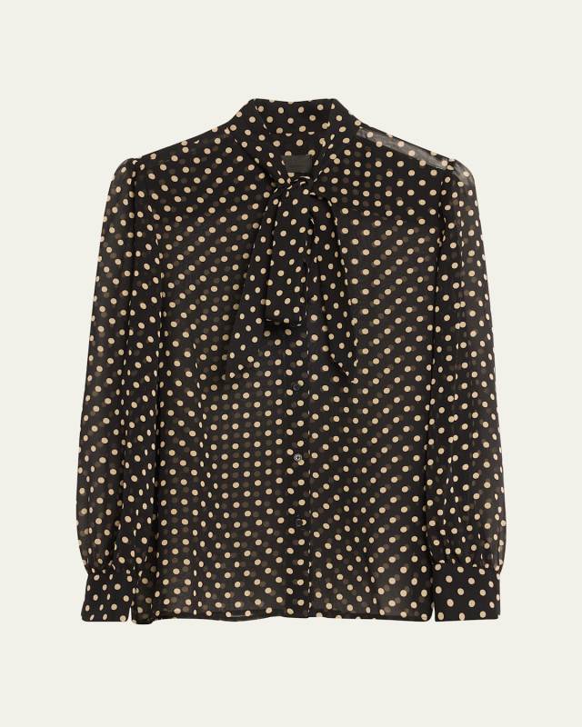 Carina Scarf-Neck Silk Top
