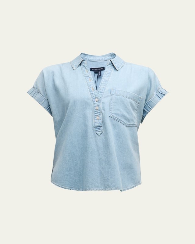 Almera Short-Sleeve Chambray Top