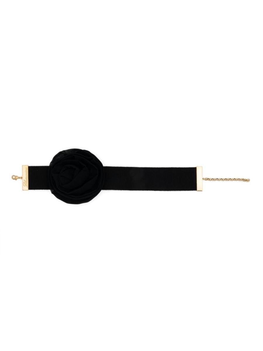 floral-appliqué choker necklace