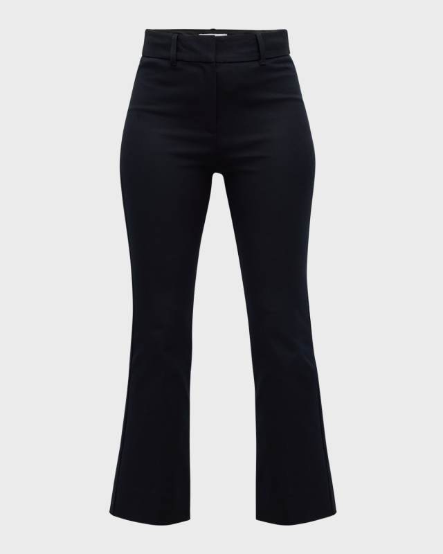 Stretch-Cotton Cropped Flare Trousers