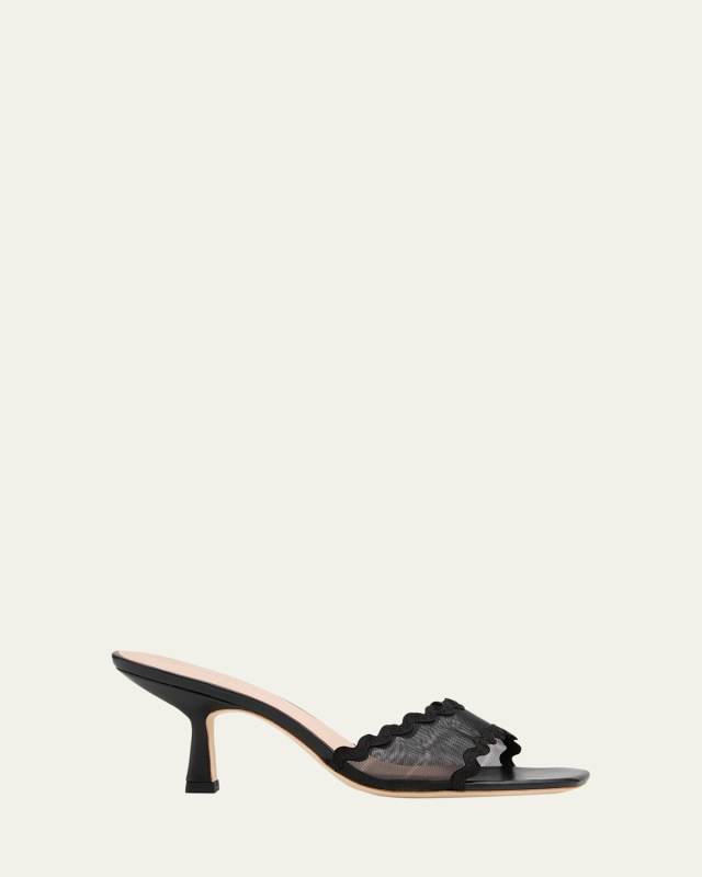 Milena Mesh Scalloped Mule Sandals