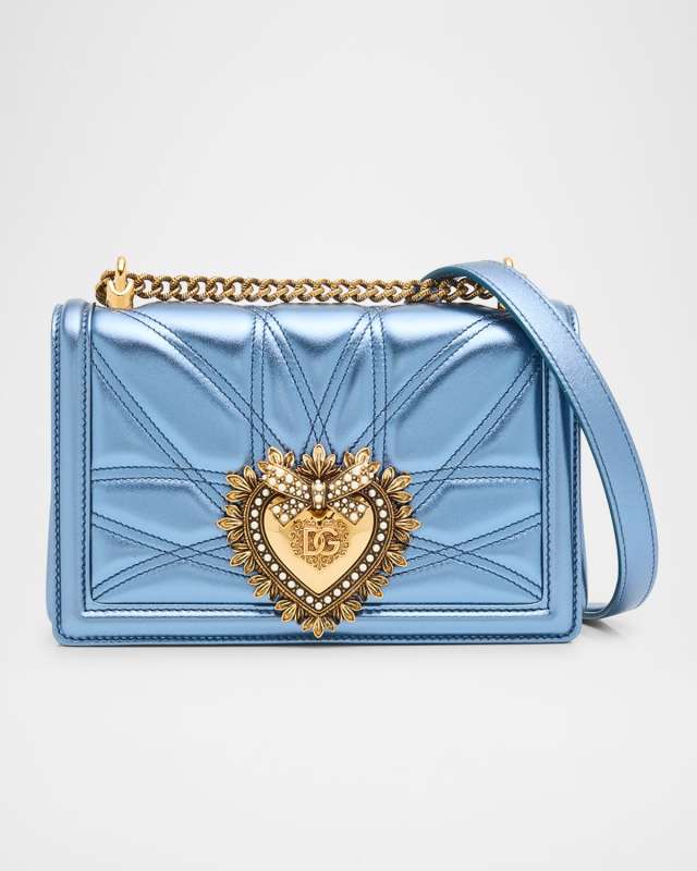 Devotion Medium Quilted Metallic Chain Shoulder Bag