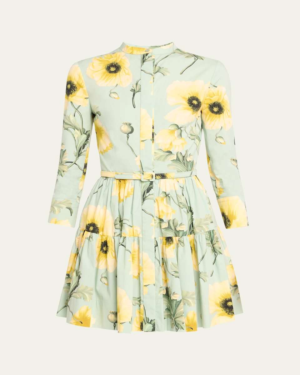 Poppies Button-Front Dress with Self Belt