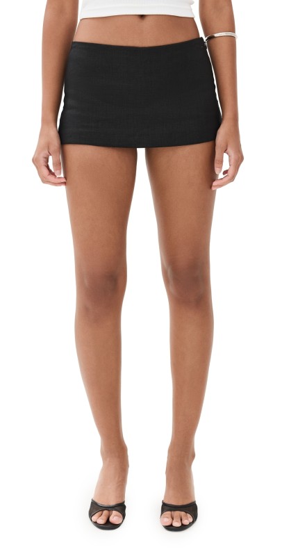 Reformation Mia Low Waist Linen Skort Black