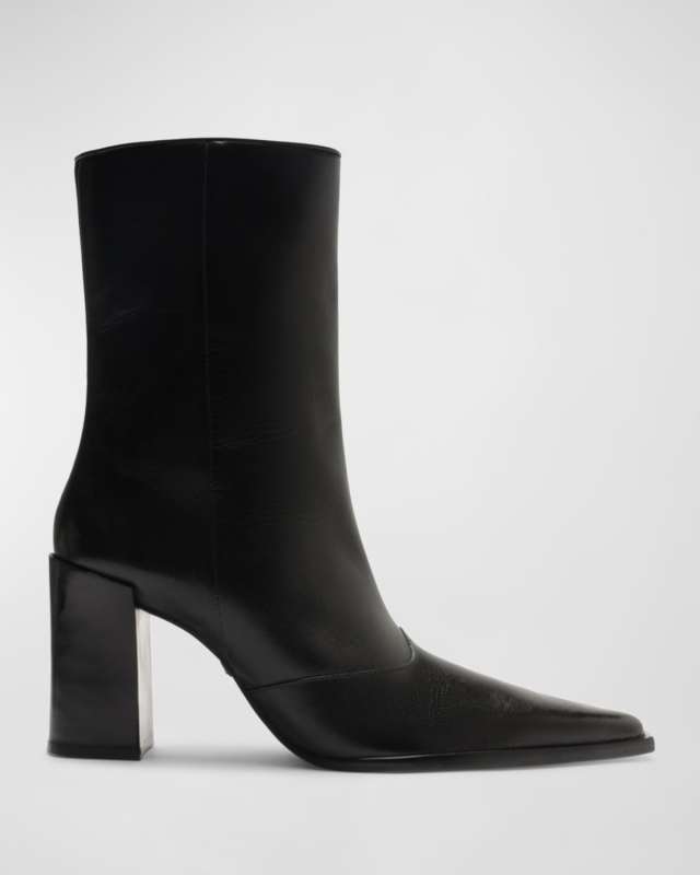 Raffaela Leather Western Ankle Booties