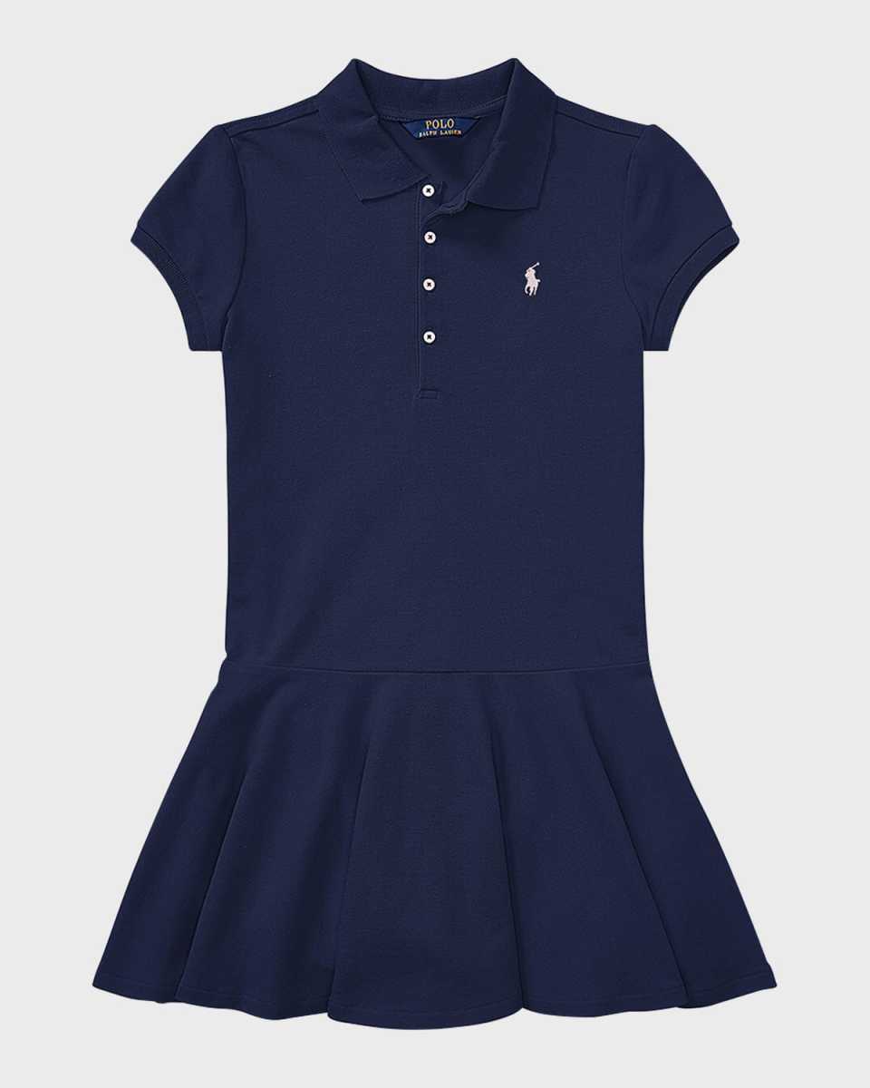 Girl's Mesh Polo Knit Dress, Size S-X