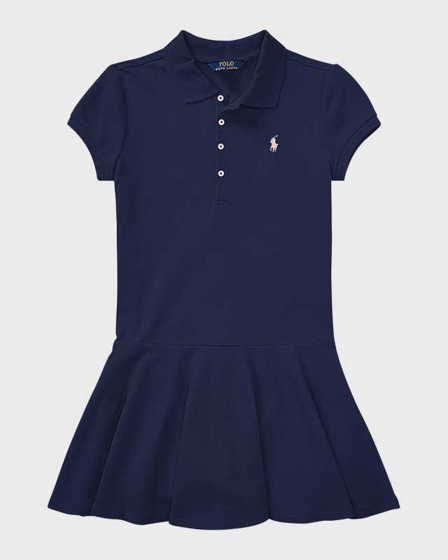 Girl's Mesh Polo Knit Dress, Size S-X