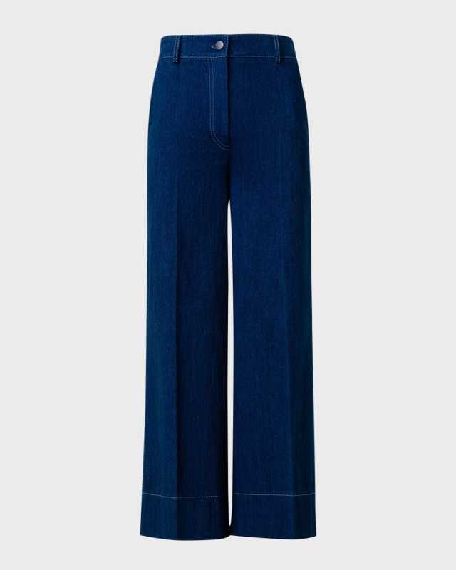 Chiara High-Rise Wide-Leg Ankle Denim Pants