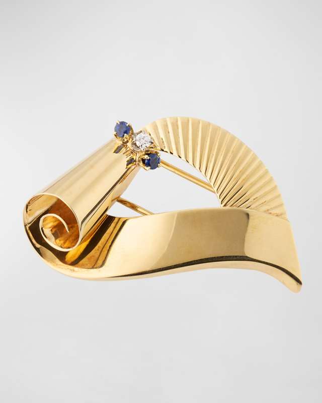 Estate Tiffany Diamond and Sapphire Heart Clip Pin