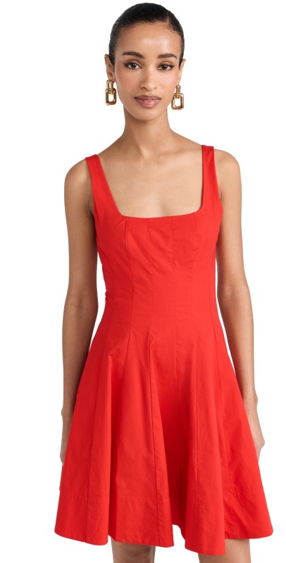 STAUD Mini Wells Dress Red Rose