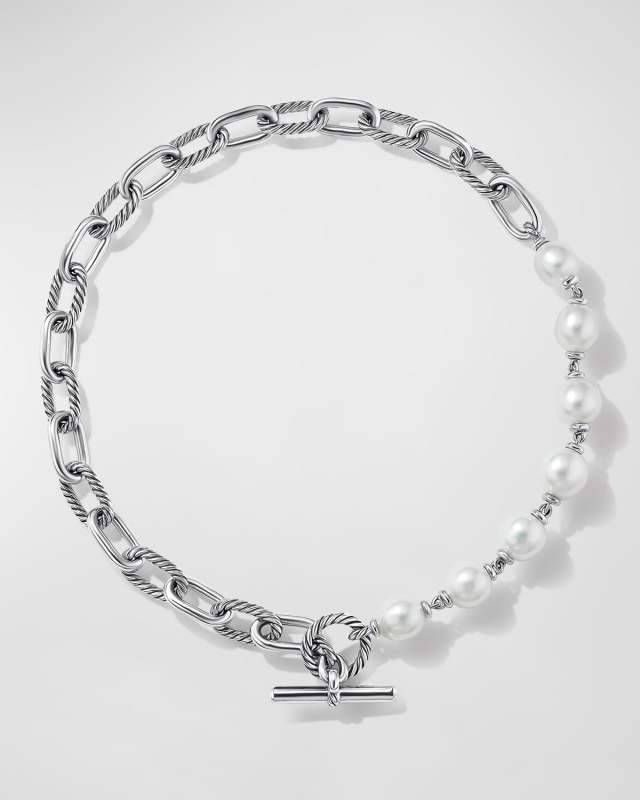 DY Madison Chain Necklace with Pearls in Silver, 11mm, 18"L