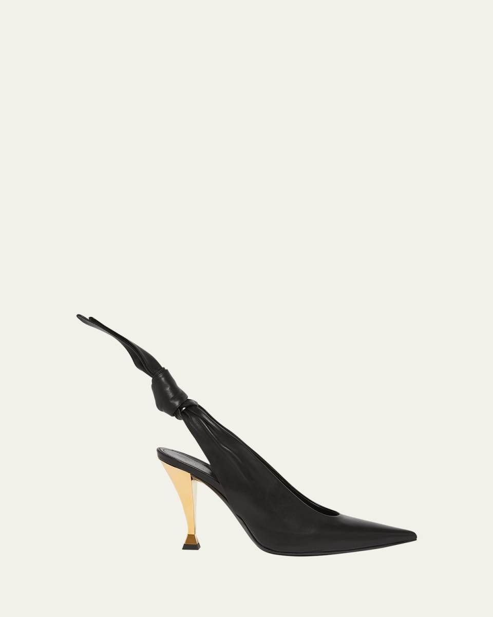 Leather Knotted Slingback Pumps