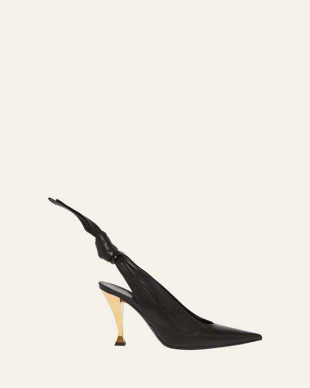 Leather Knotted Slingback Pumps
