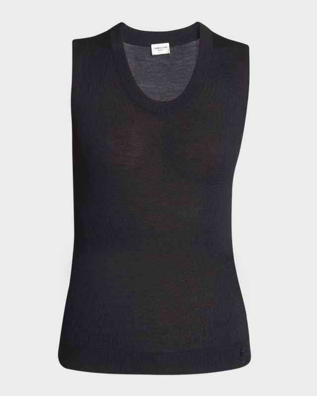 Scoop-Neck Sleeveless Knit Tank Top
