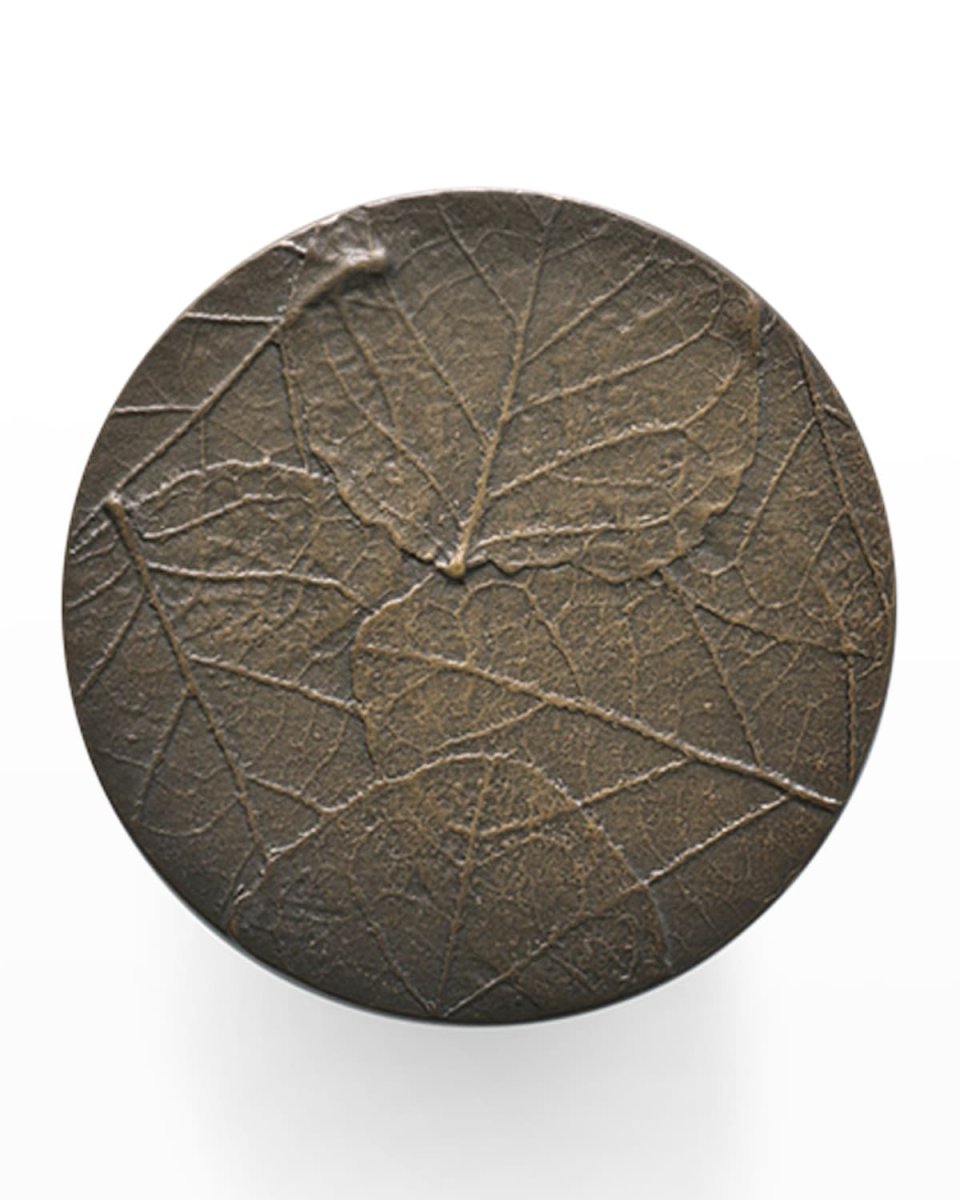Forest Leaf Round Knob - Oxidized