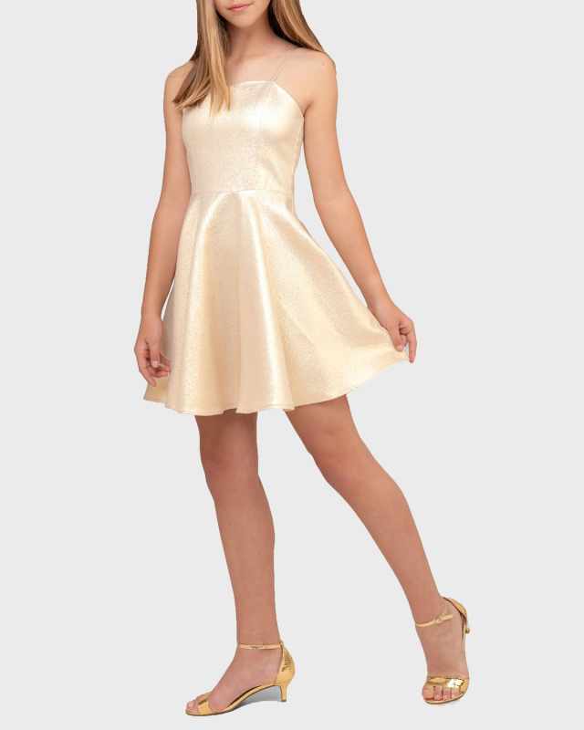 Girl's Soft Glitter Jacquard Party Dress, Size 7-16