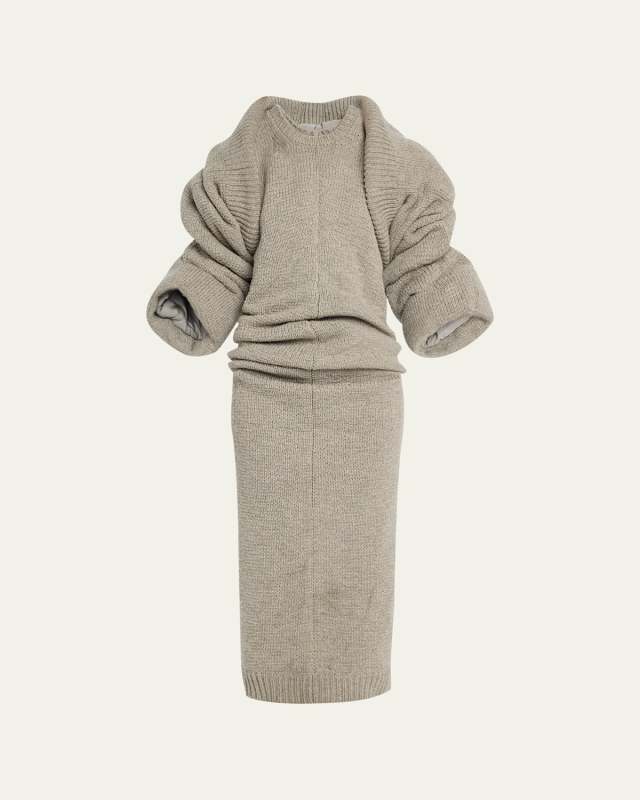 Draped Sweater Midi Dress