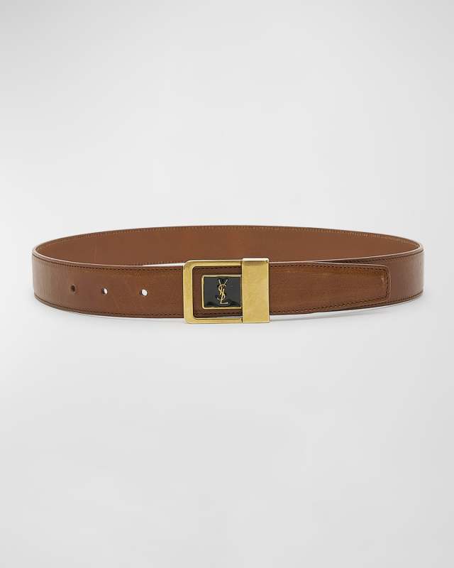 YSL Center Buckle Leather Belt