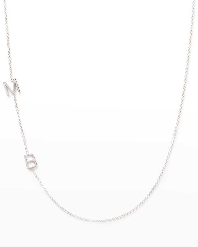 Mini 2-Letter Personalized Necklace, 14k White Gold
