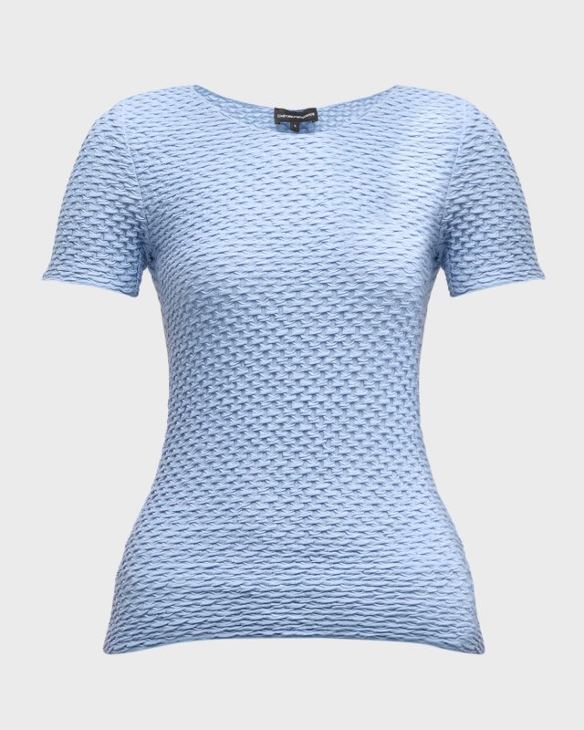 Scoop-Neck Puckered Jersey T-Shirt