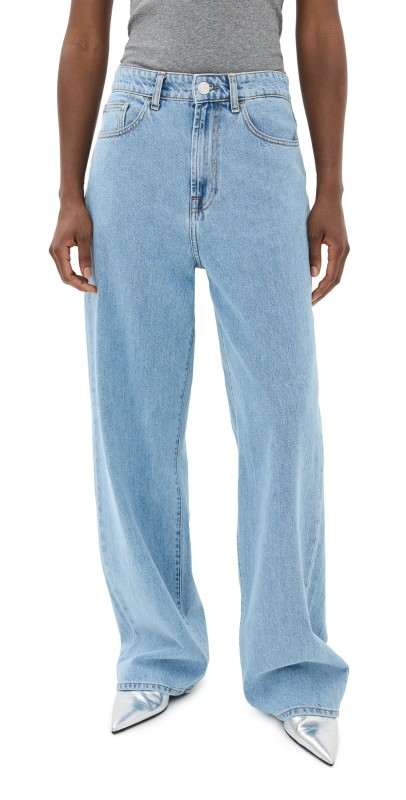 Róhe Low Waist Wide Leg Denim Jeans Denim Blue