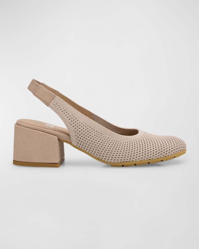 Stretch Canvas Slingback Pumps