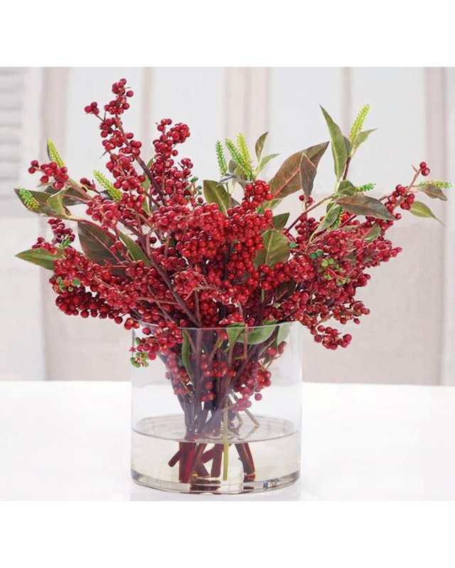 Christmas Berry and Leaf in Vase