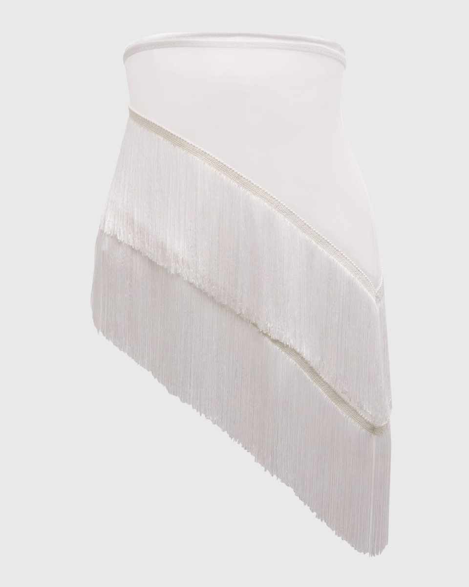 Spliced Mesh Fringe Mini Skirt