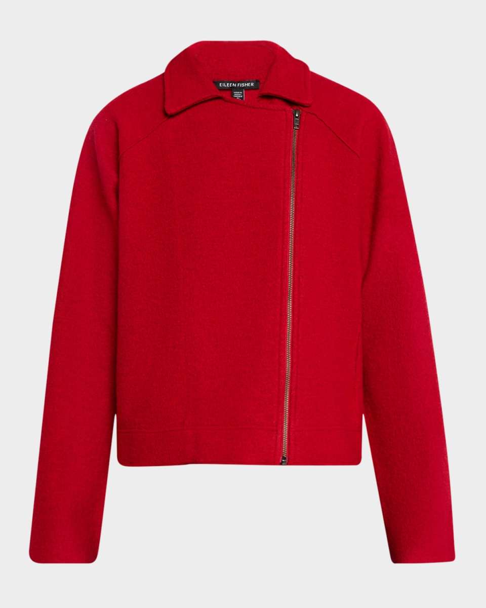 Zip-Front Boiled Wool Jacket