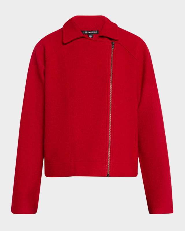 Zip-Front Boiled Wool Jacket