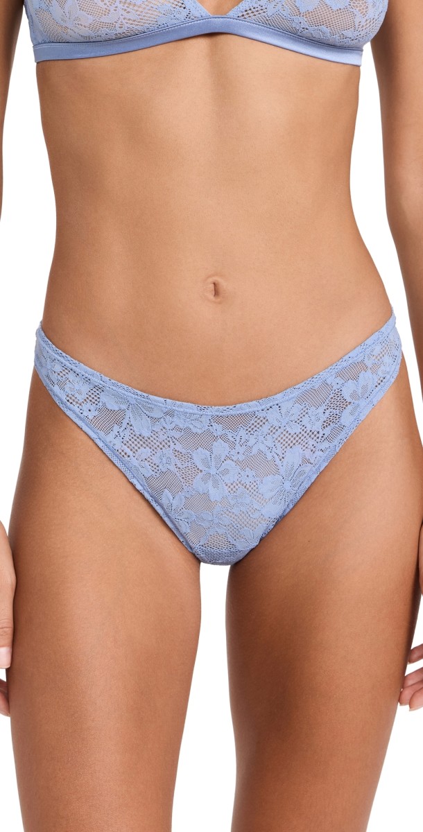 Fleur du Mal Le Stretch Lace High Leg Thong Denim