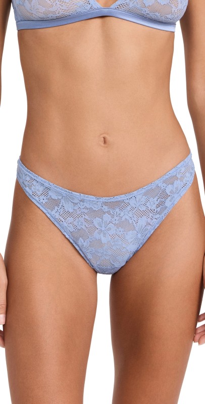 Fleur du Mal Le Stretch Lace High Leg Thong Denim
