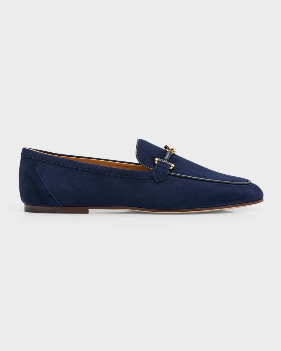 Wrapped T-Ring Suede Loafers