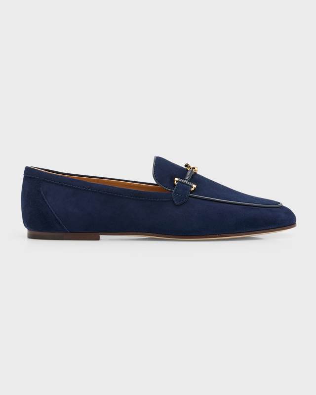 Wrapped T-Ring Suede Loafers