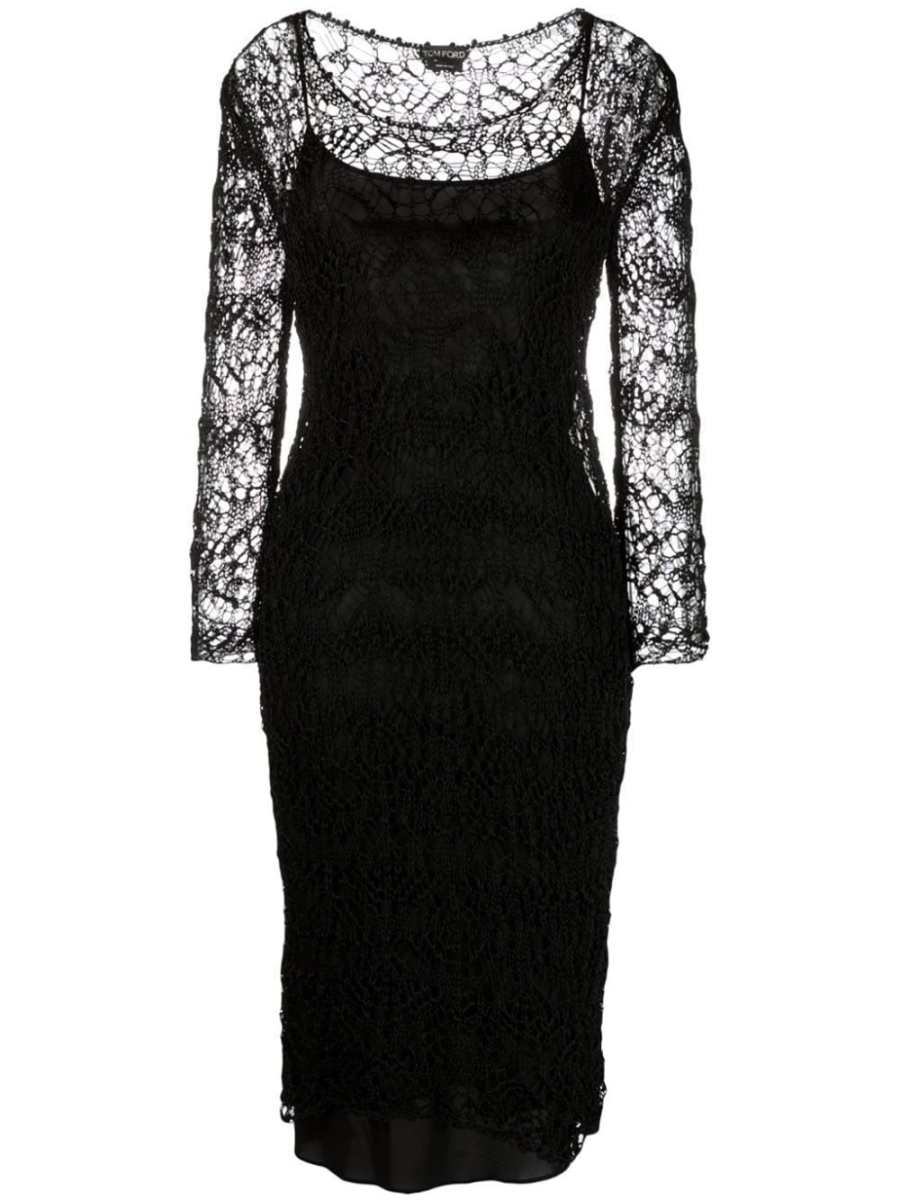 lace-patterned pencil dress