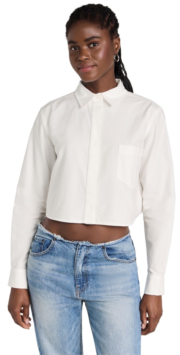 Good American Oxford Crop Shirt White001