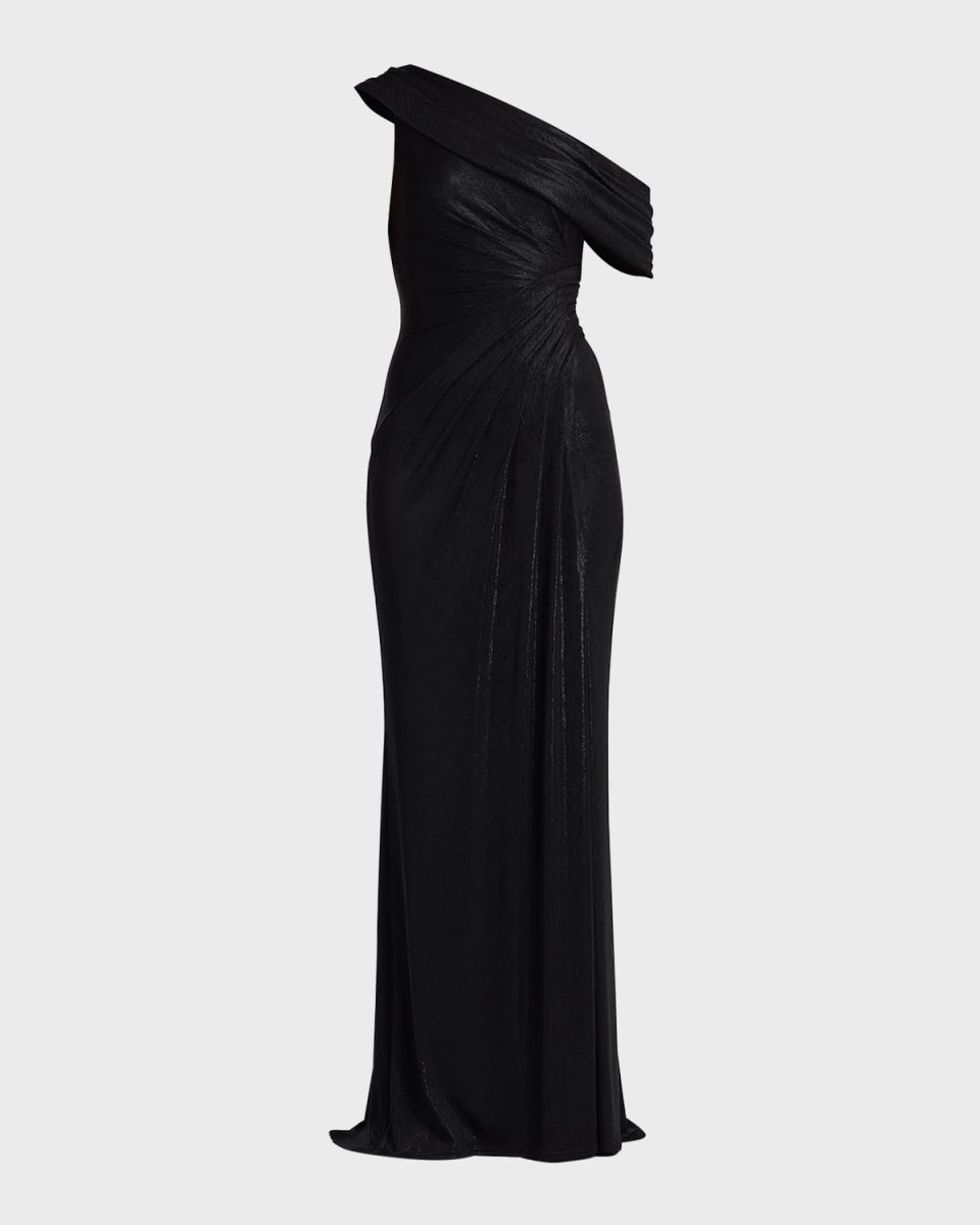 Leary Draped One-Shoulder Gown