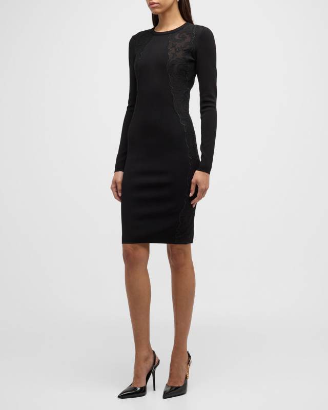 Lace Insert Bodycon Midi Dress