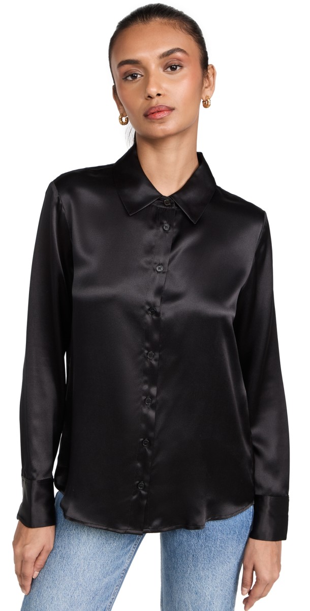 Reformation Sky Silk Top Black