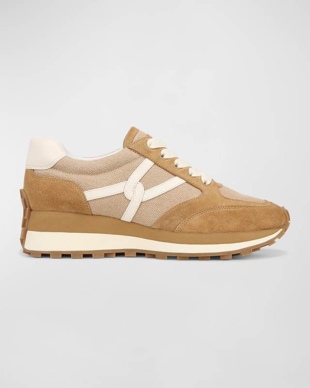 Valentina Mixed Leather Retro Sneakers