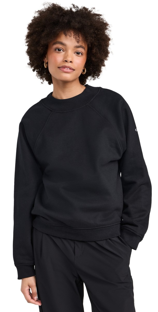 Alo Yoga Heavy Weight Freetime Crewneck Pullover Black