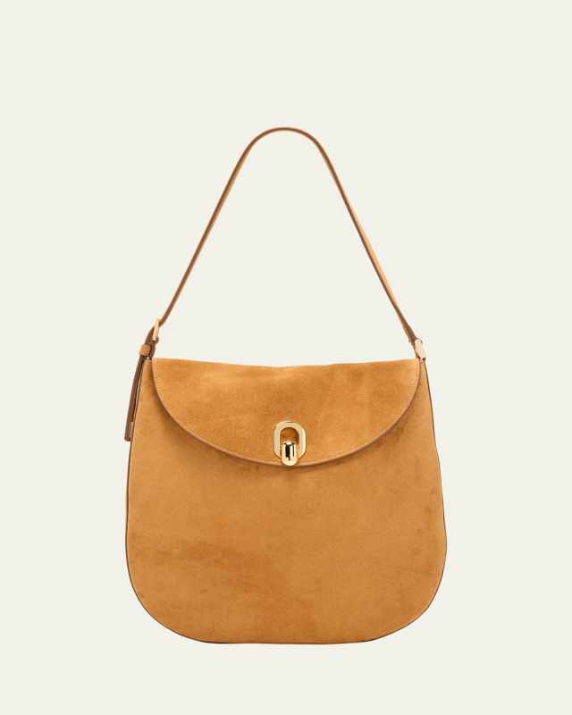 Tondo Large Suede Hobo Bag