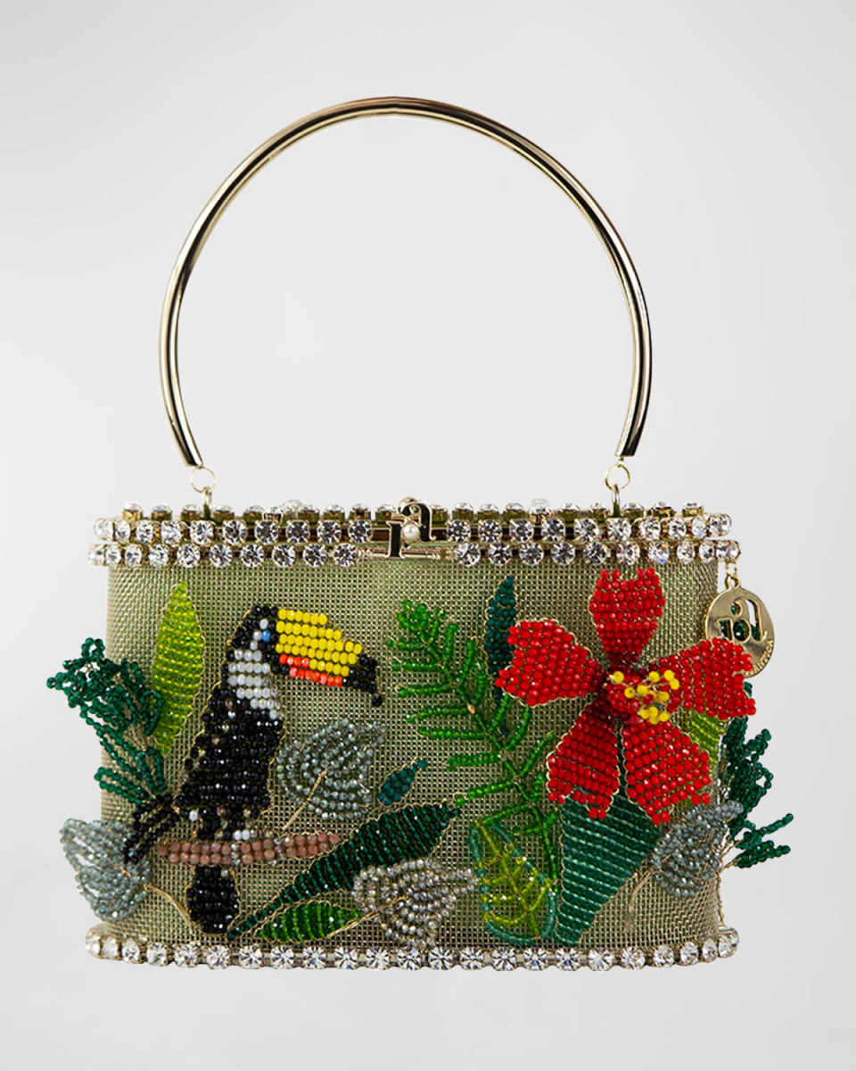 Holli Tropicale Beaded Top-Handle Bag