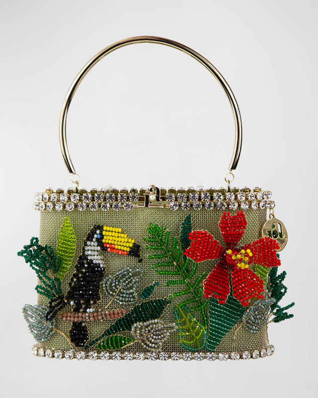 Holli Tropicale Beaded Top-Handle Bag