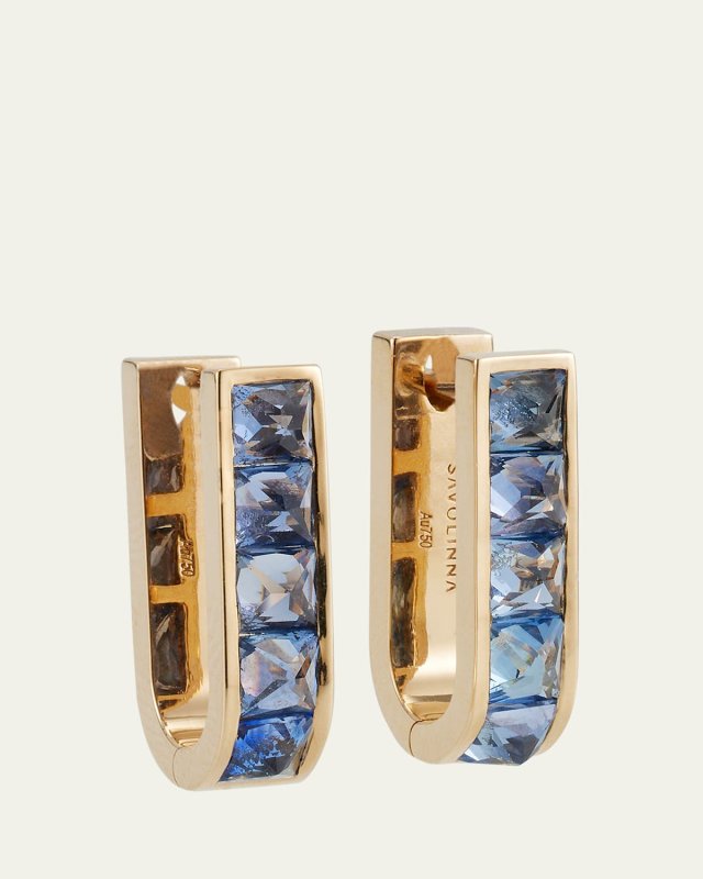 Be Spiked Single Row Sapphire Huggie Hoop Earrings