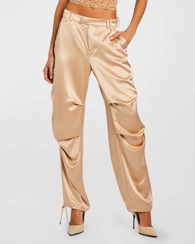 Jenae Straight-Leg Satin Pants