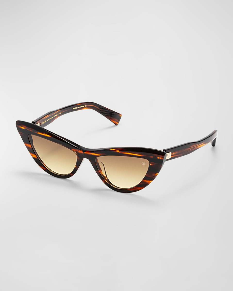 Gradient Acetate & Titanium Cat-Eye Sunglasses