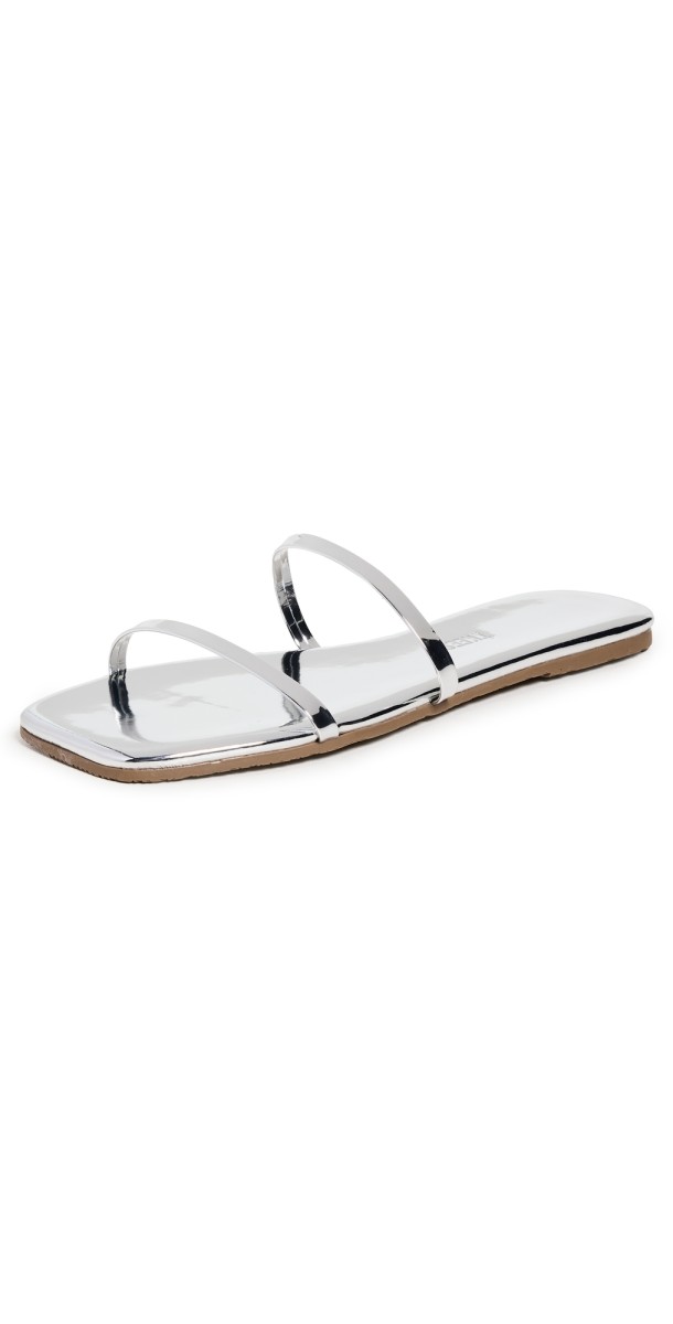 TKEES Square Toe Gemma Slides Chrome