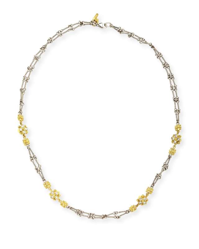 Two-Tone Gold Double-Link Hand Made Chain Necklace